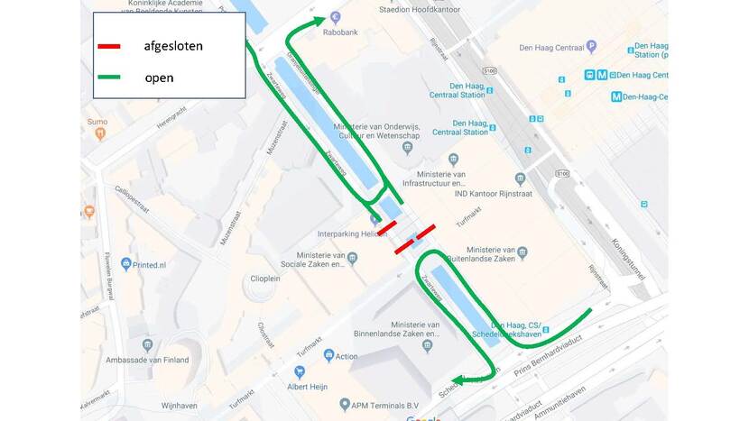 Koningstunnel route Ministeries Zwarteweg Oranjebuitensingel